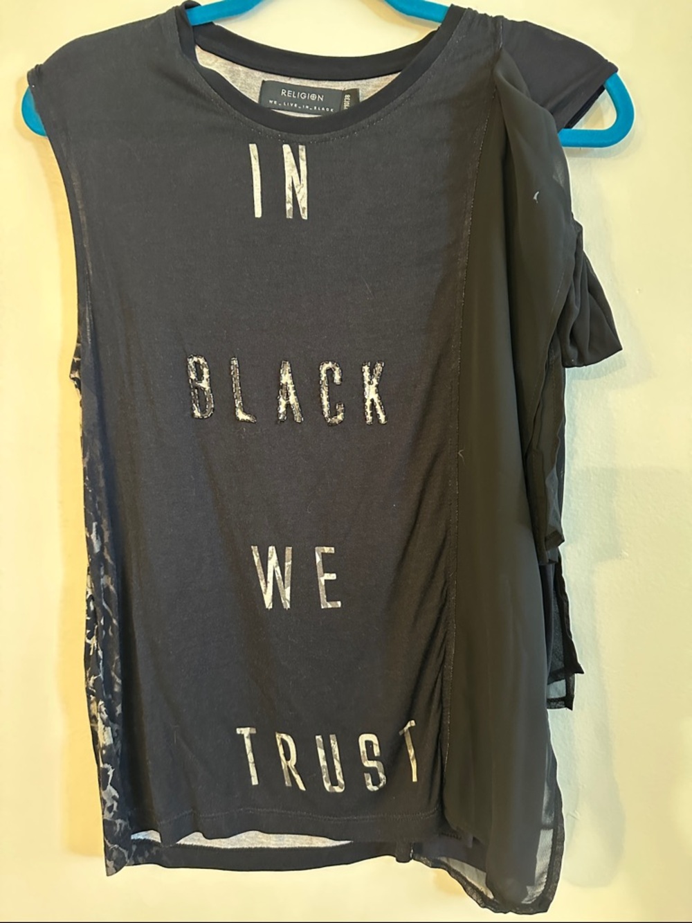 Religion Black Graphic Sleeveless Tank Top - 'In Black We Trust'